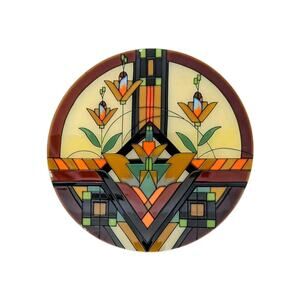 Joan Baker Designs Mission Style Stained Glass Suncatcher Window Panel FLW 10"